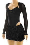 Midnight Bouquet Mesh Two Piece Set Black - Style Delivers