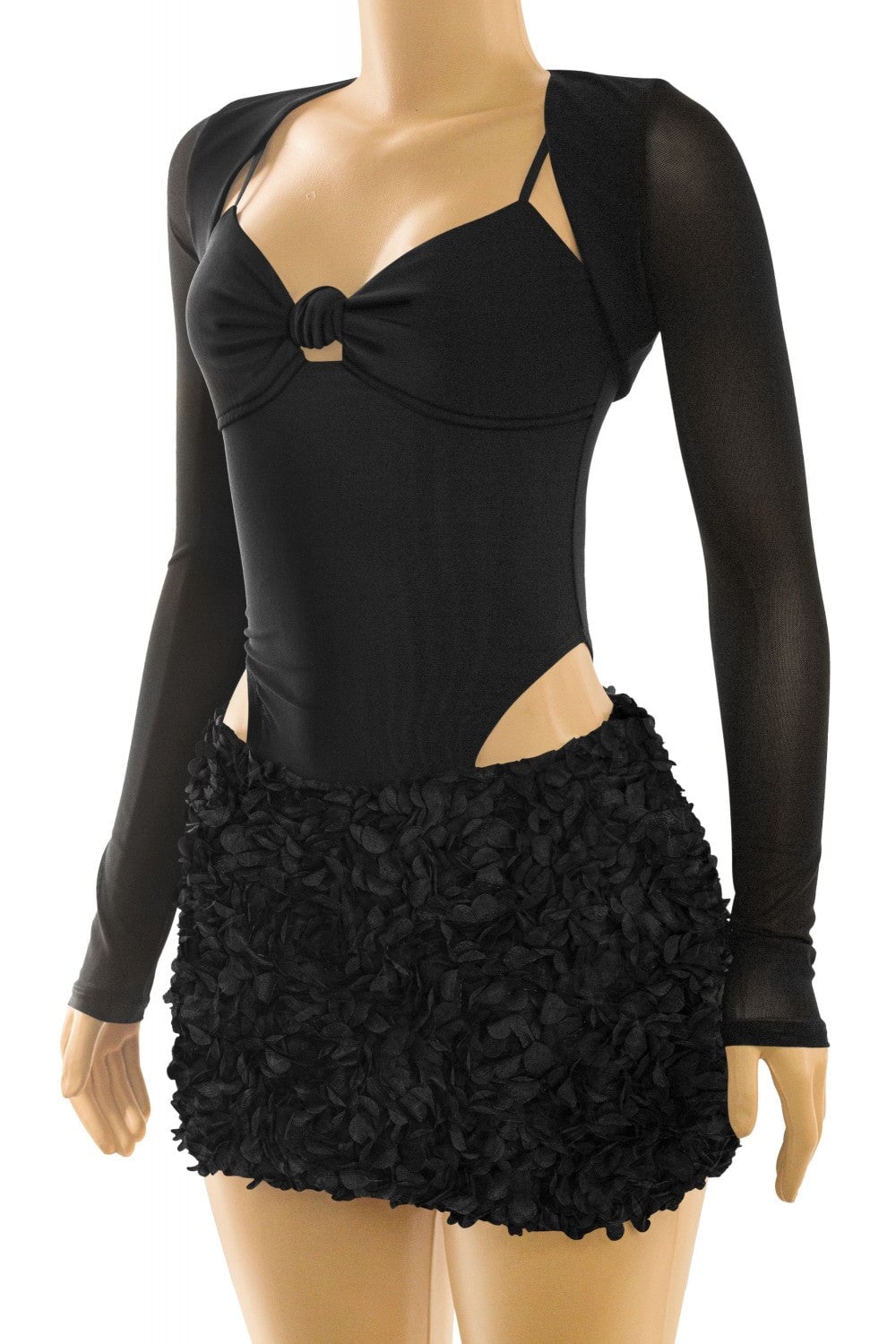 Midnight Bouquet Mesh Two Piece Set Black - Style Delivers