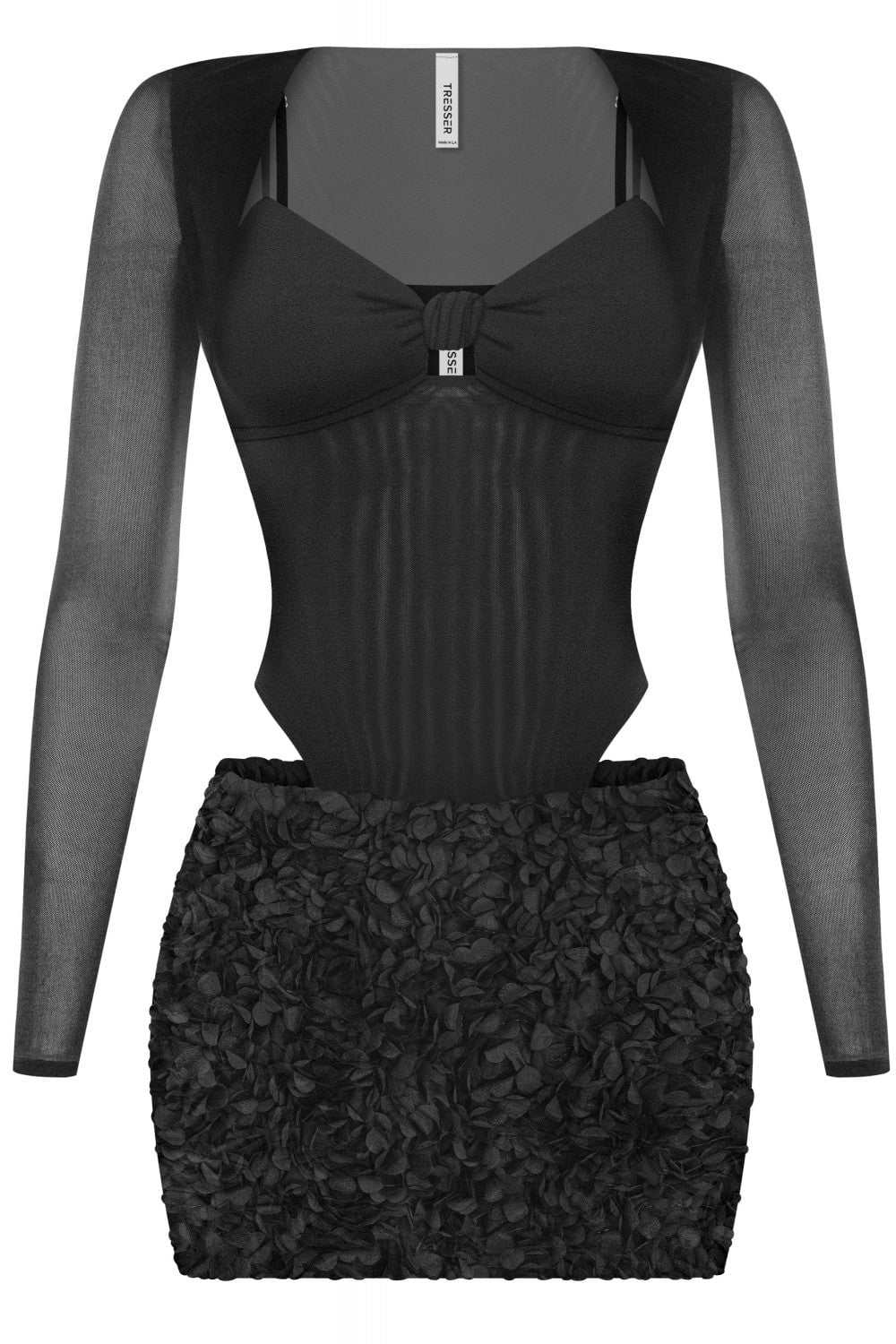 Midnight Bouquet Mesh Two Piece Set Black - Style Delivers