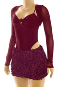 Midnight Bouquet Mesh Two Piece Set Burgundy - Style Delivers