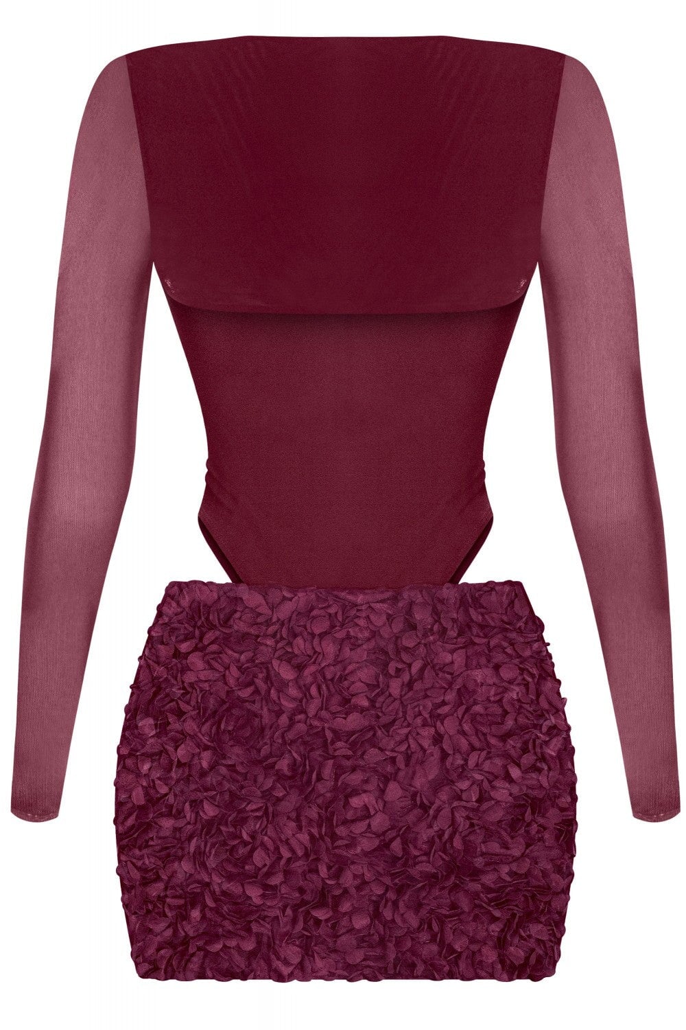 Midnight Bouquet Mesh Two Piece Set Burgundy - Style Delivers