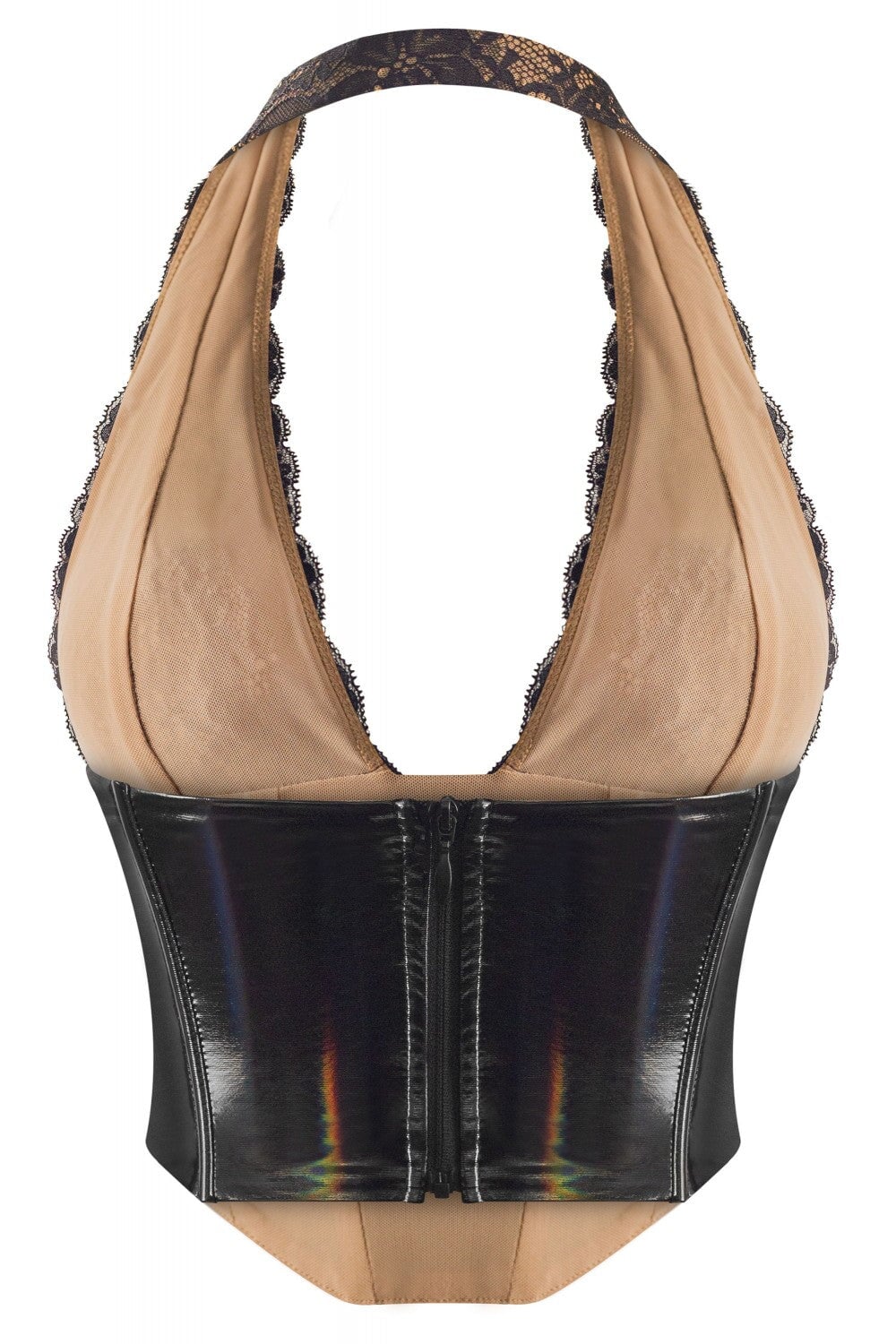 She's Spicy Irridescent Vinyl P/U Halter Top Black - Style Delivers