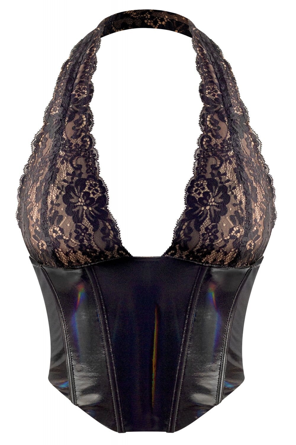 She's Spicy Irridescent Vinyl P/U Halter Top Black - Style Delivers