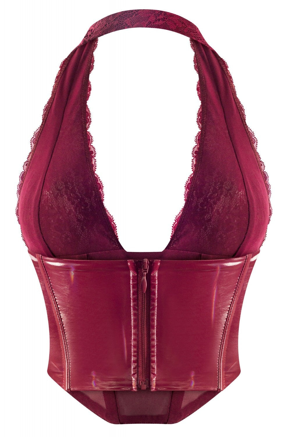 She's Spicy Vinyl P/U Halter Top Burgundy - Style Delivers