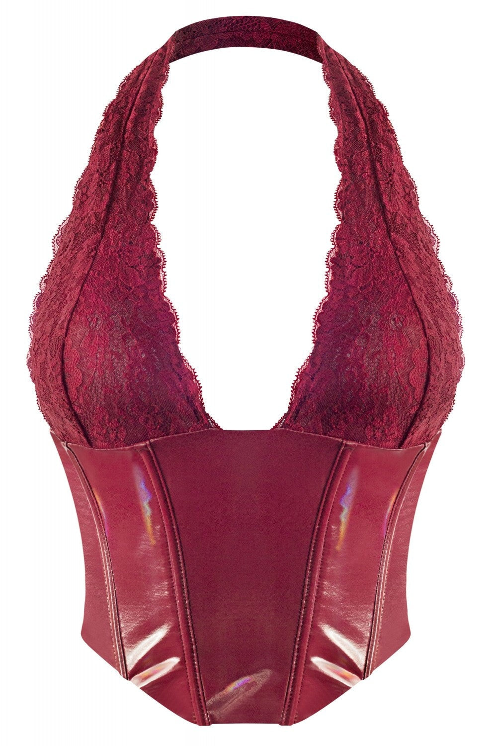 She's Spicy Vinyl P/U Halter Top Burgundy - Style Delivers