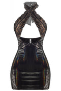Vixen Vinyl Mini Dress Black - Style Delivers