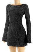 Second Glance Sequin Sweater Mini Dress Black - Style Delivers