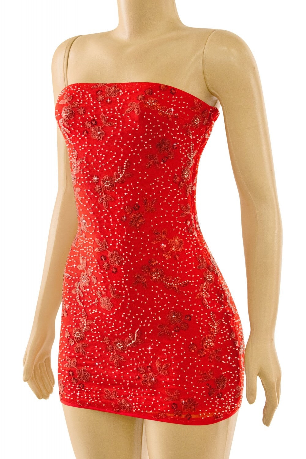 La Rochette Strapless Mini Dress Red - Style Delivers
