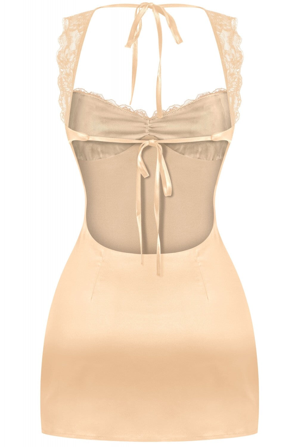 Heart Strings Satin & Lace Mini Dress Champagne ** - Style Delivers