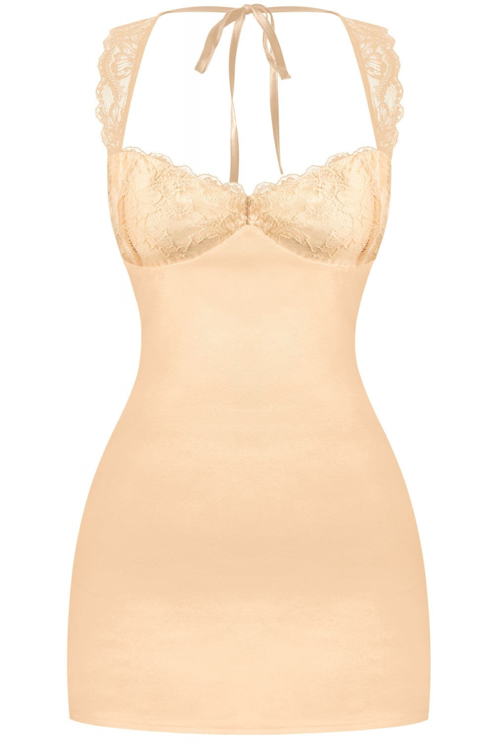 Heart Strings Satin & Lace Mini Dress Champagne ** - Style Delivers