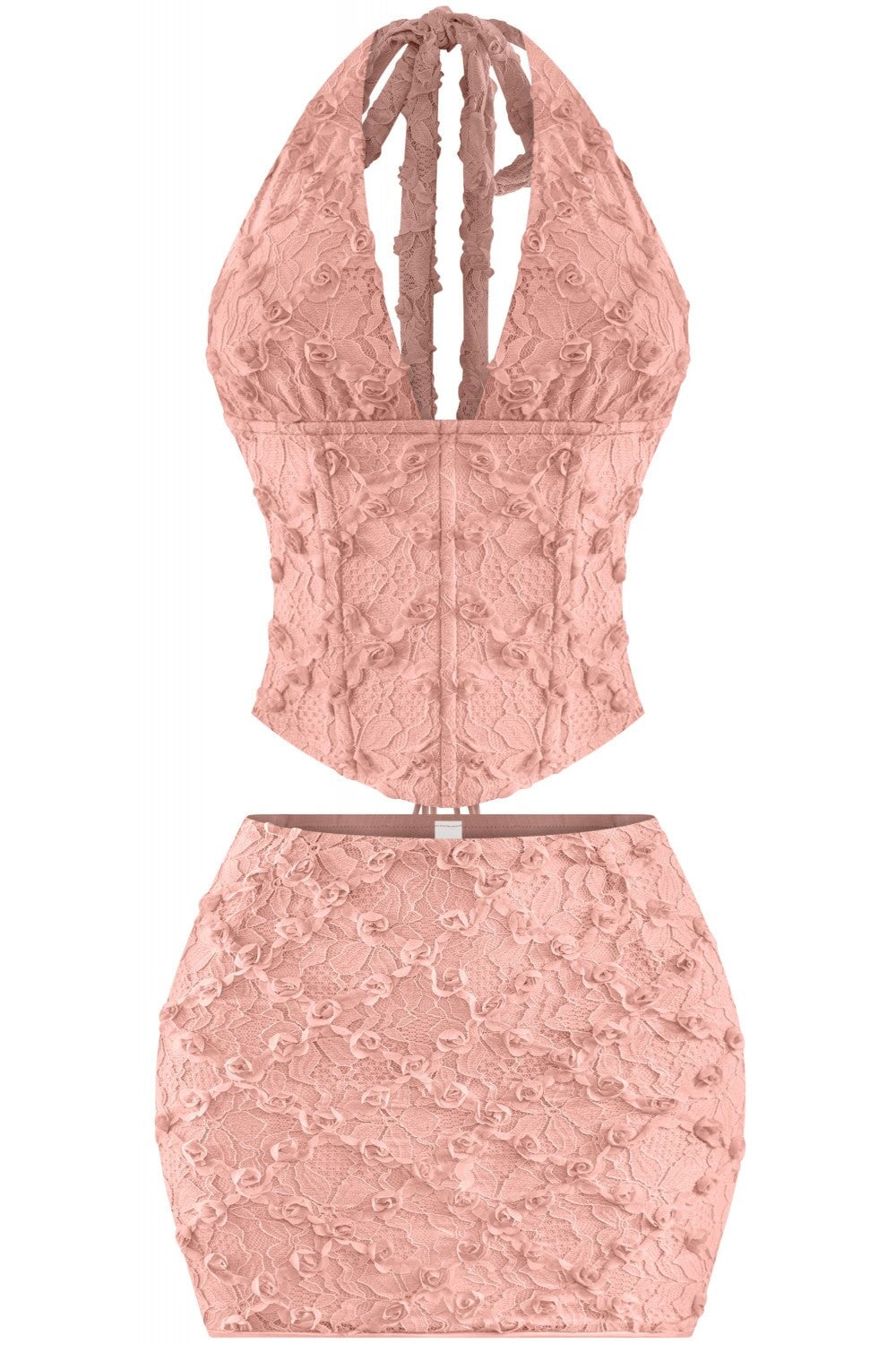 Blossom Floral Lace Two Piece Set Pink** - Style Delivers