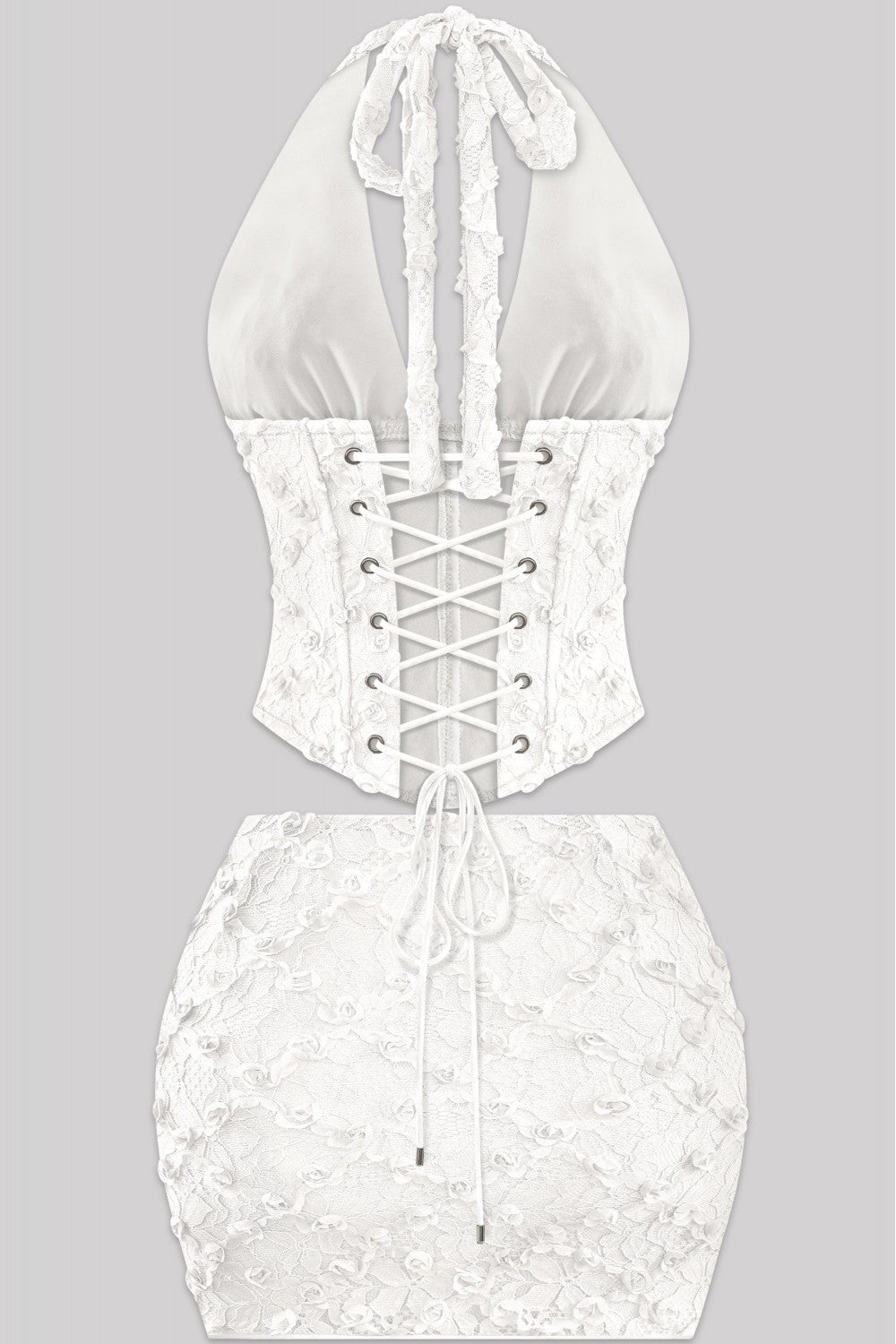 Blossom Floral Lace Two Piece Set White - Style Delivers