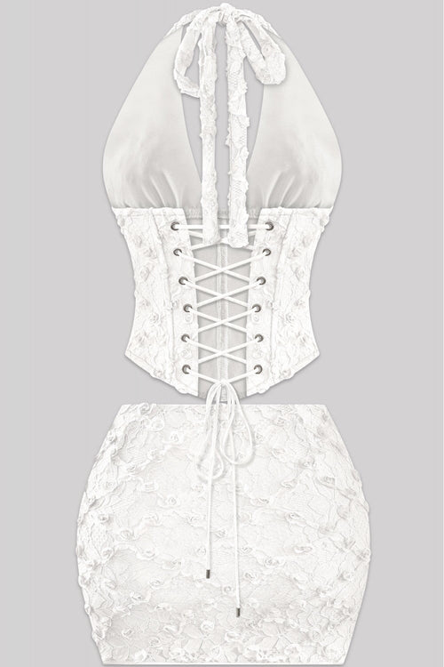 Blossom Floral Lace Two Piece Set White - Style Delivers