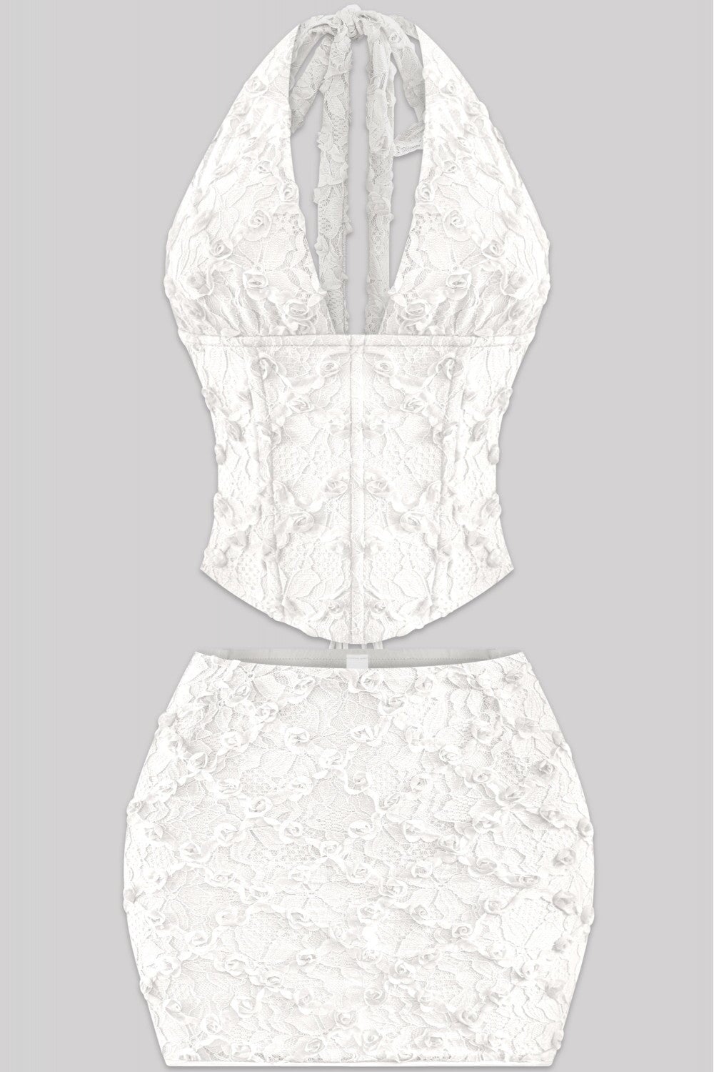 Blossom Floral Lace Two Piece Set White - Style Delivers