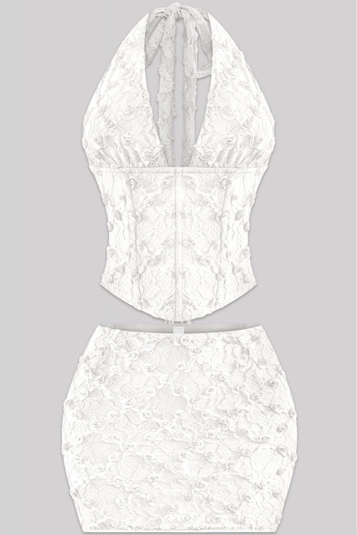 Blossom Floral Lace Two Piece Set White - Style Delivers
