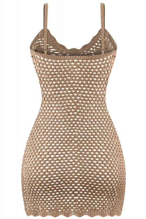 Camilla Crochet Mini Dress Baby Taupe ** - Style Delivers