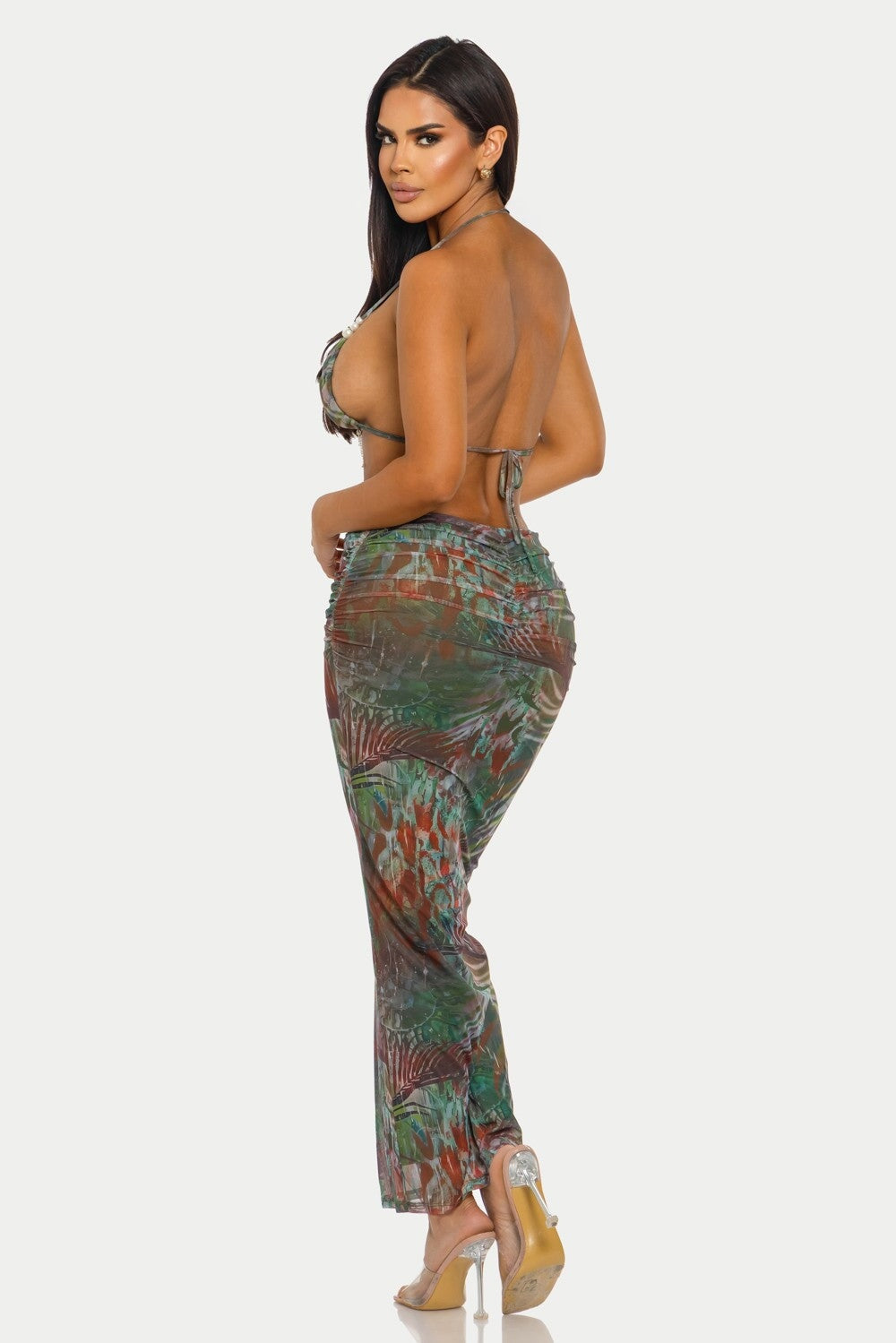Sardina Mesh Set Green Tropical Print - Style Delivers