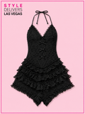 Lost in You Ruffle Romper Black
