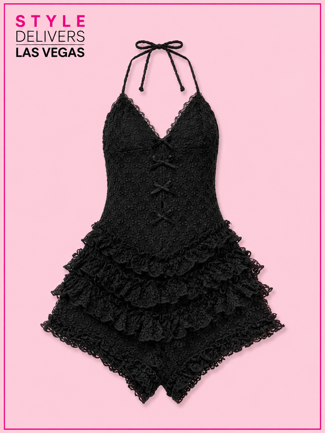 Lost in You Ruffle Romper Black