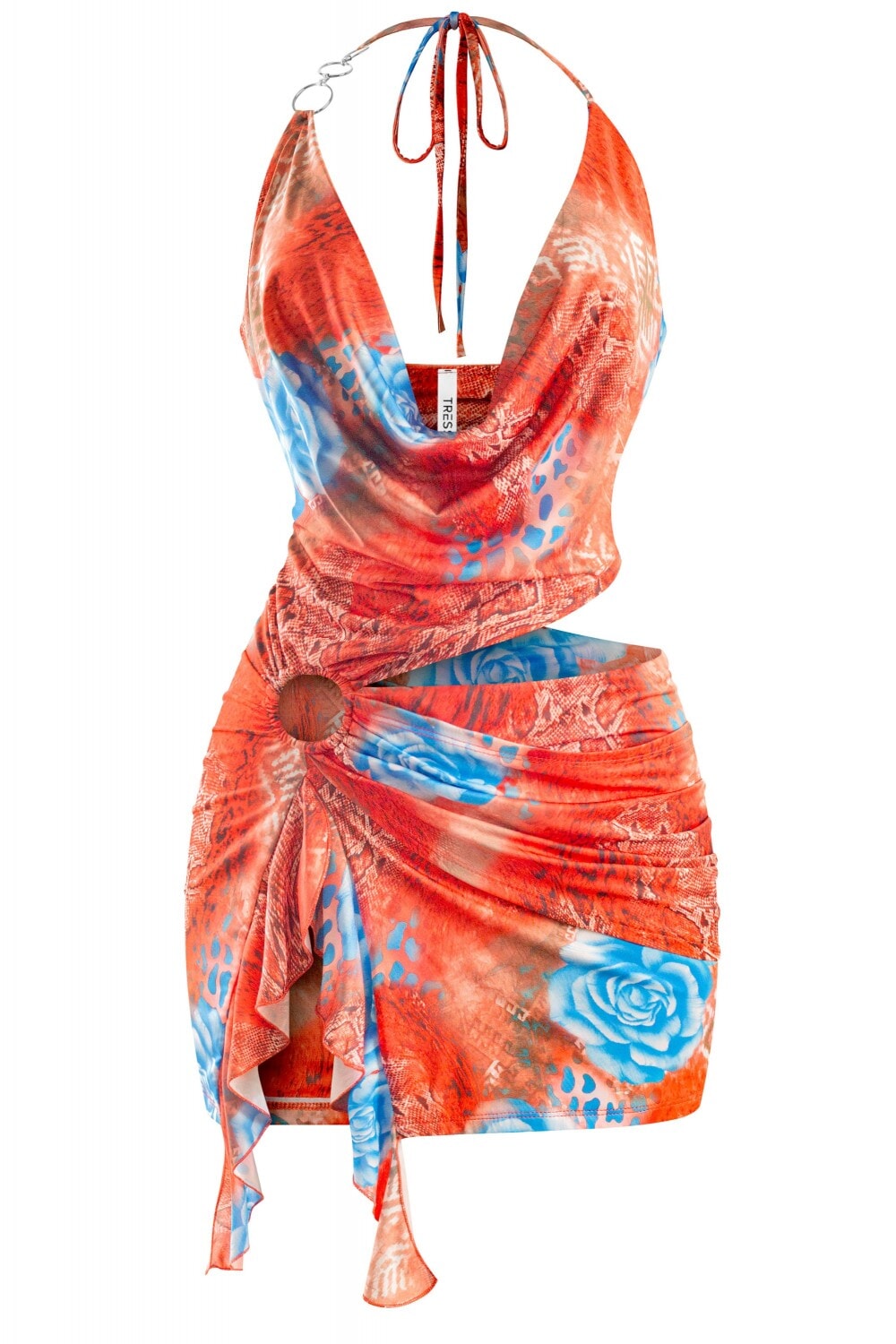 So Fine Snake Print Mini Dress Blue/Orange - Style Delivers