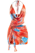 So Fine Snake Print Mini Dress Blue/Orange - Style Delivers