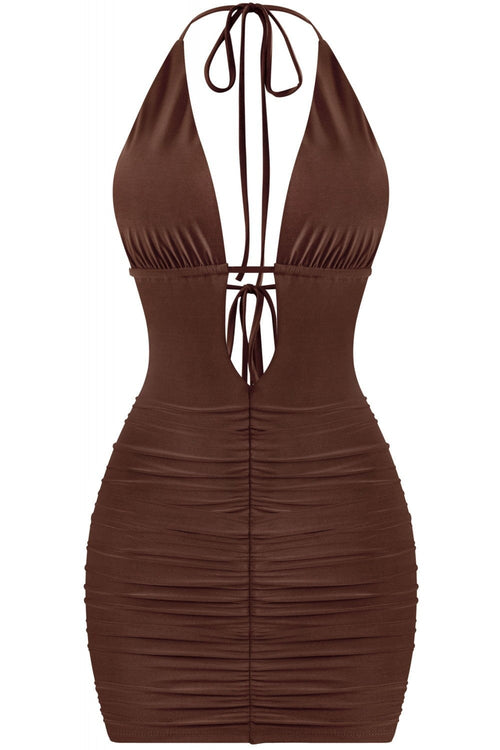 100 Shots Mini Dress Brown - Style Delivers
