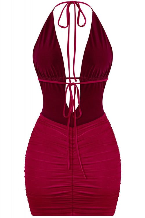 100 Shots Mini Dress Burgundy - Style Delivers