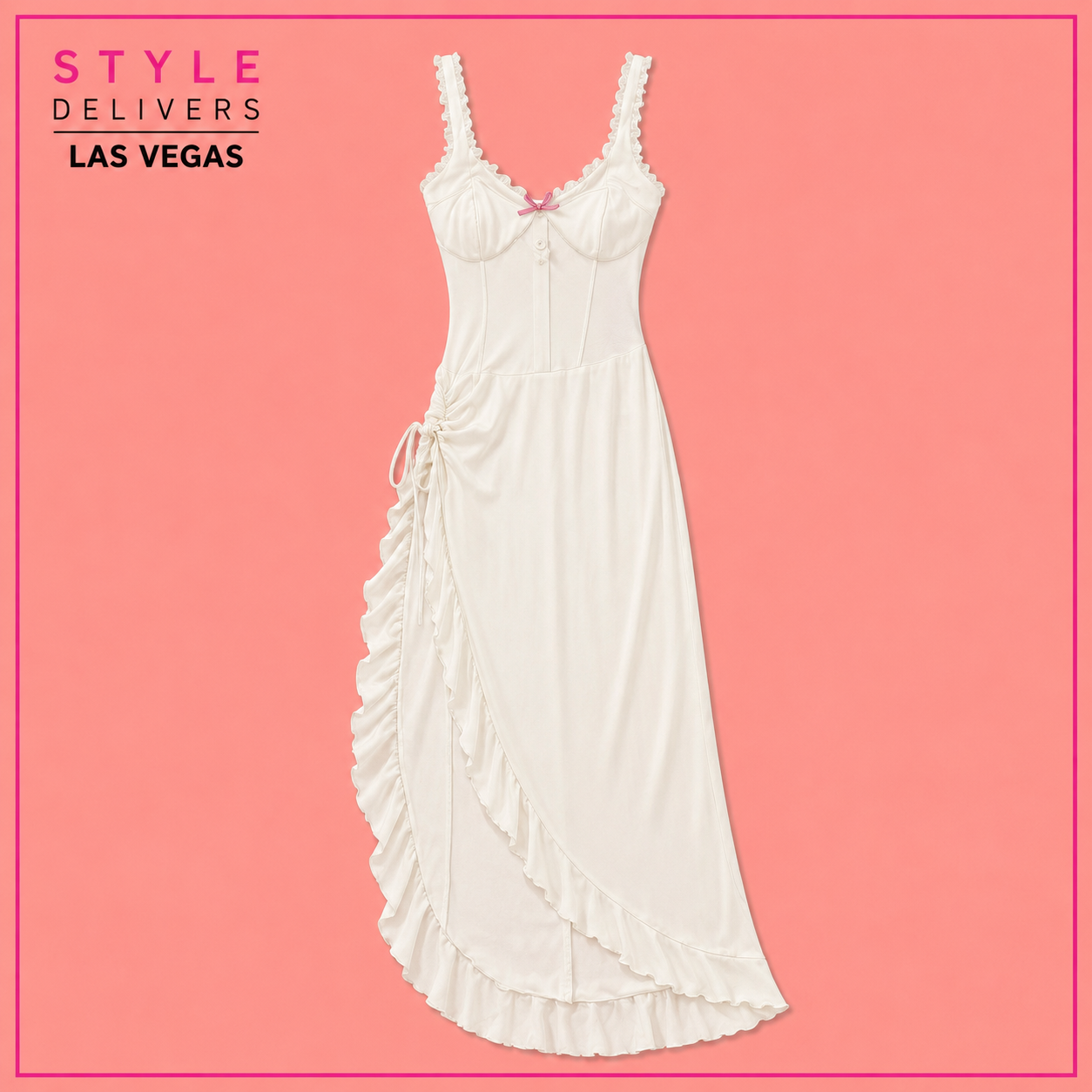 Delicate Mesh Maxi Dress Ivory
