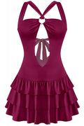 Two to Tango Mini Dress Burgundy - Style Delivers