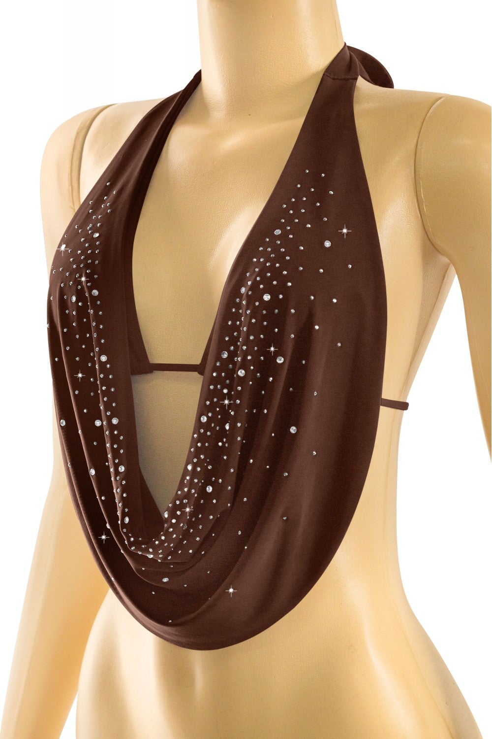 Sexy AF Rhinestone Top Brown - Style Delivers