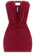 Tell Me About It Stud Strapless Mini Dress Burgundy - Style Delivers