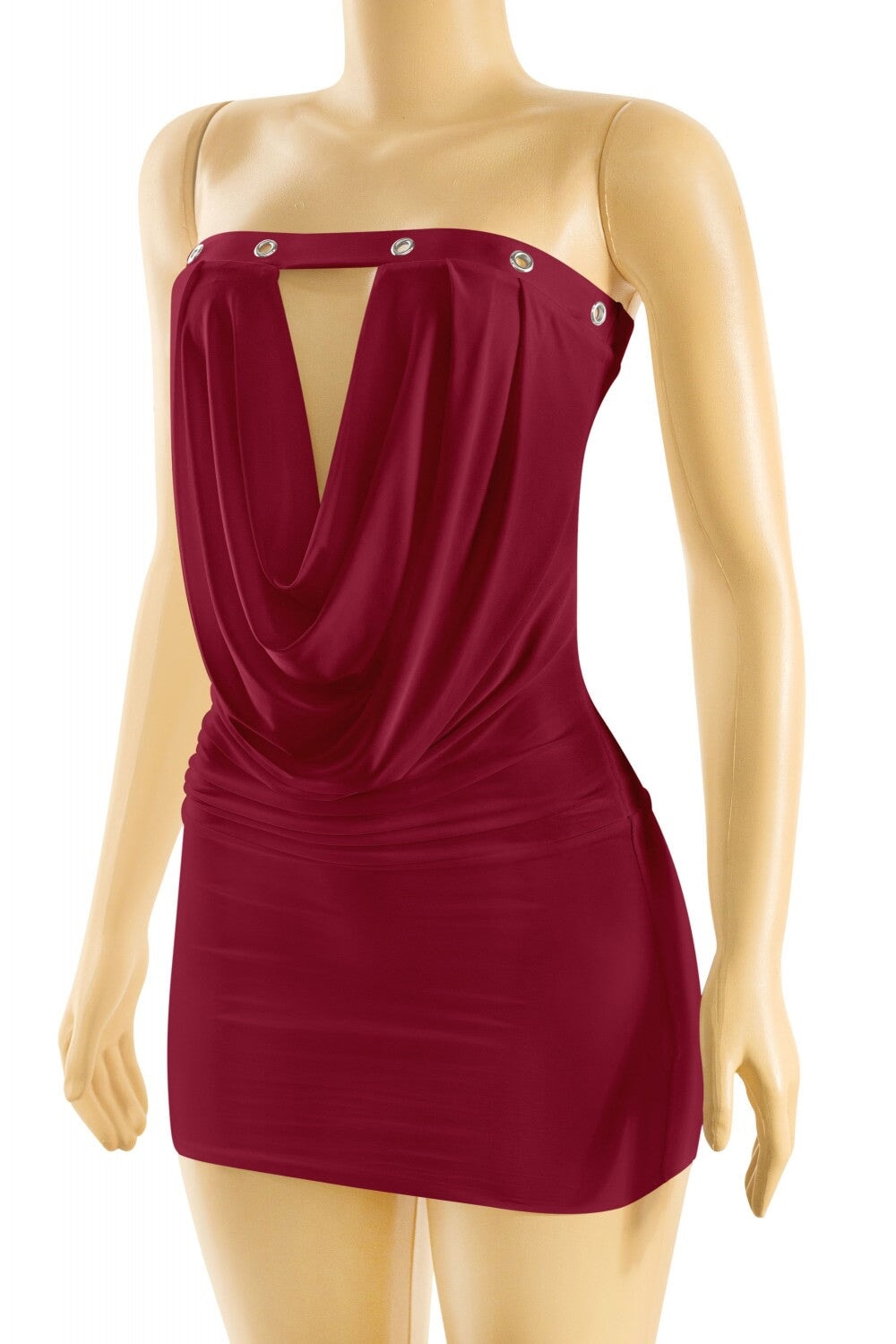 Tell Me About It Stud Strapless Mini Dress Burgundy - Style Delivers