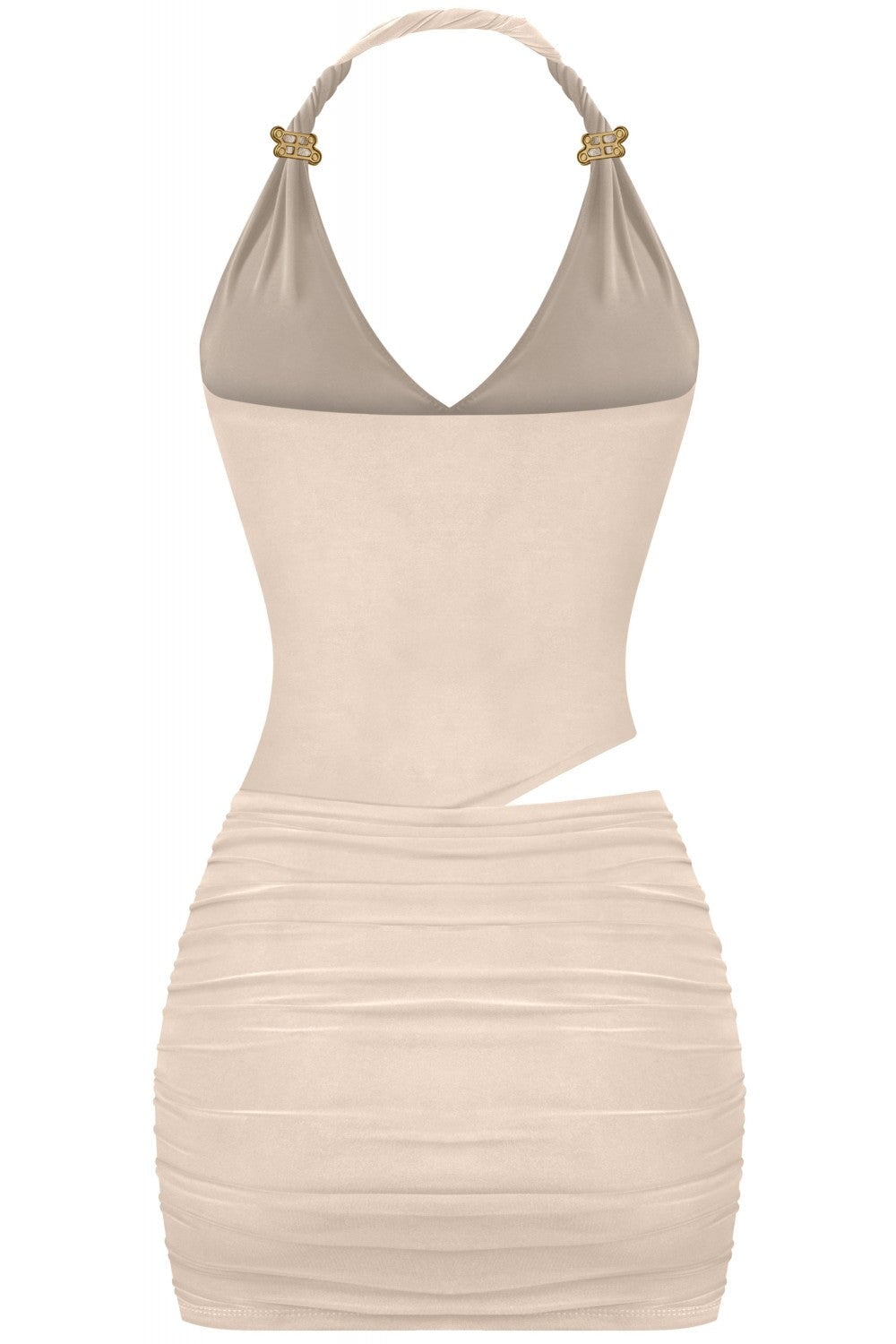 Twisted Sister Mini Dress Taupe - Style Delivers