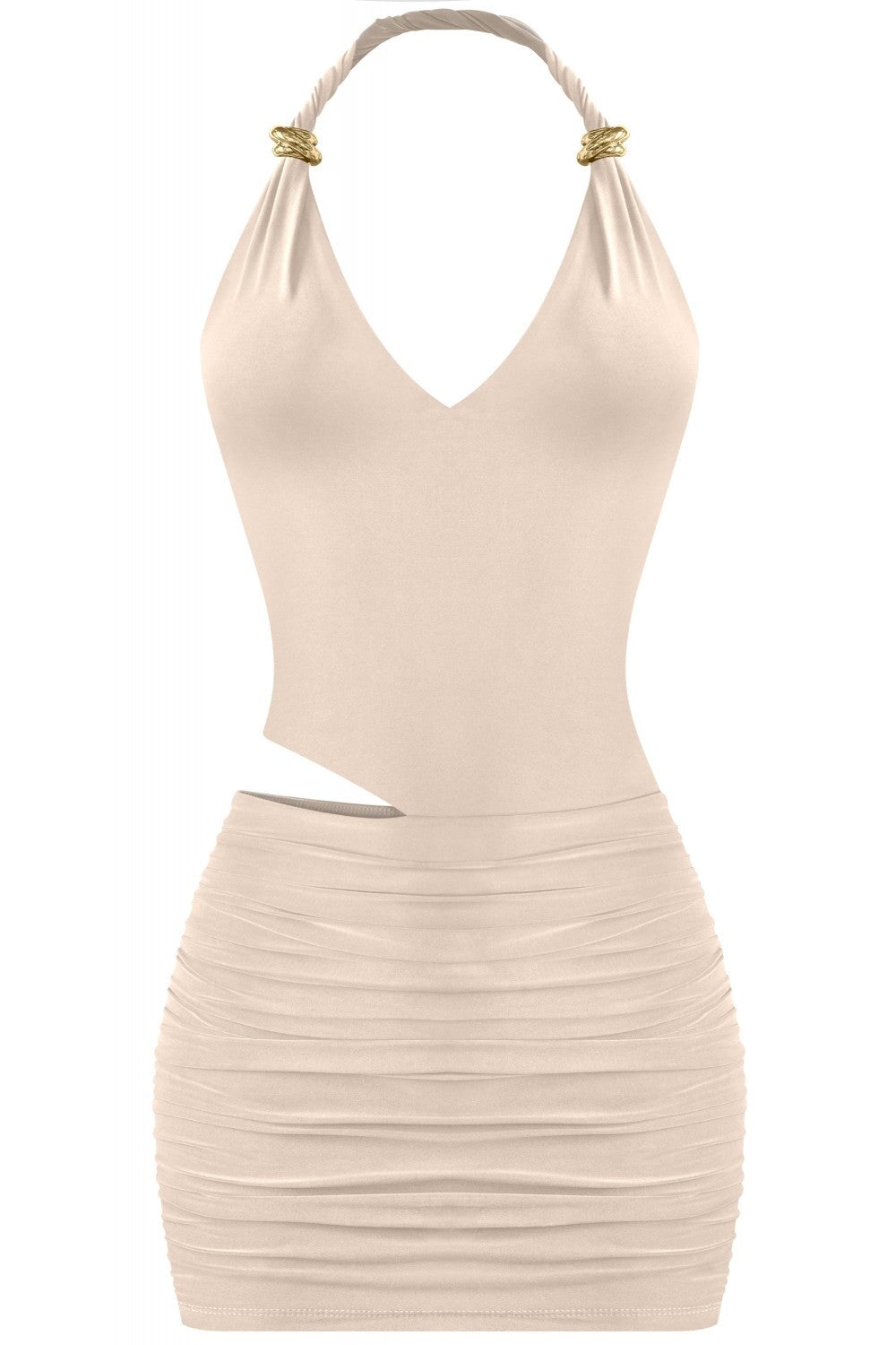Twisted Sister Mini Dress Taupe - Style Delivers