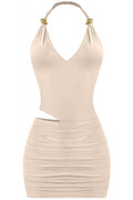 Twisted Sister Mini Dress Taupe - Style Delivers