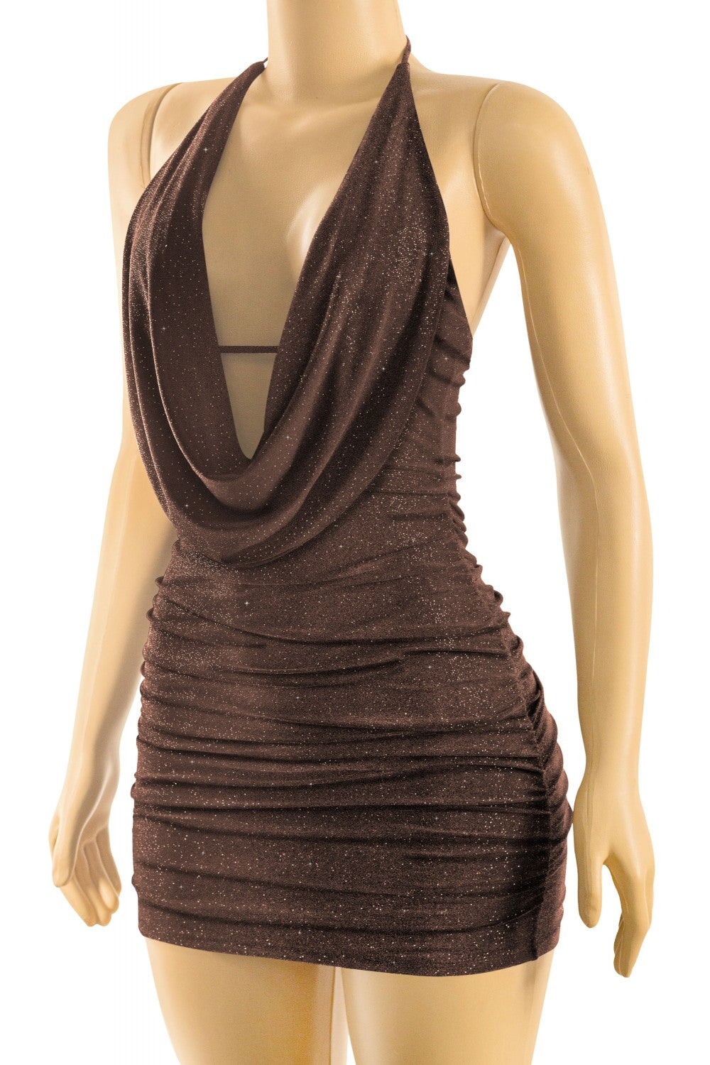 Bebe Glitter Bodycon Mini Dress Brown - Style Delivers