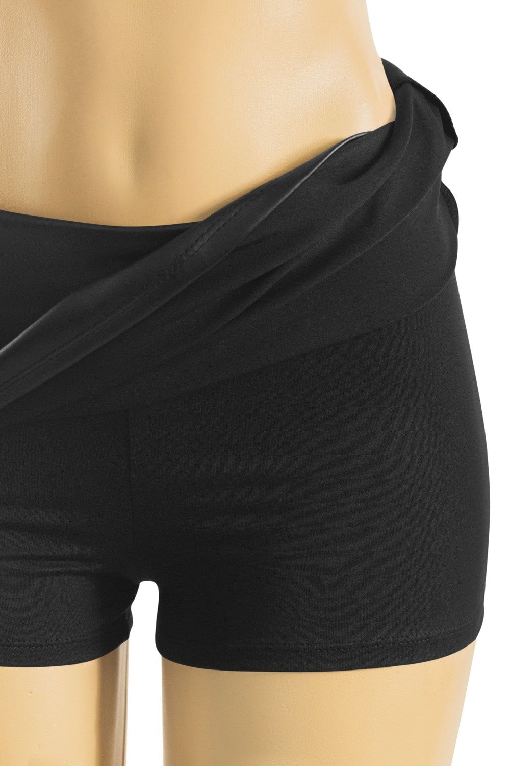 Low Waisted Faux Leather Skort Black - Style Delivers