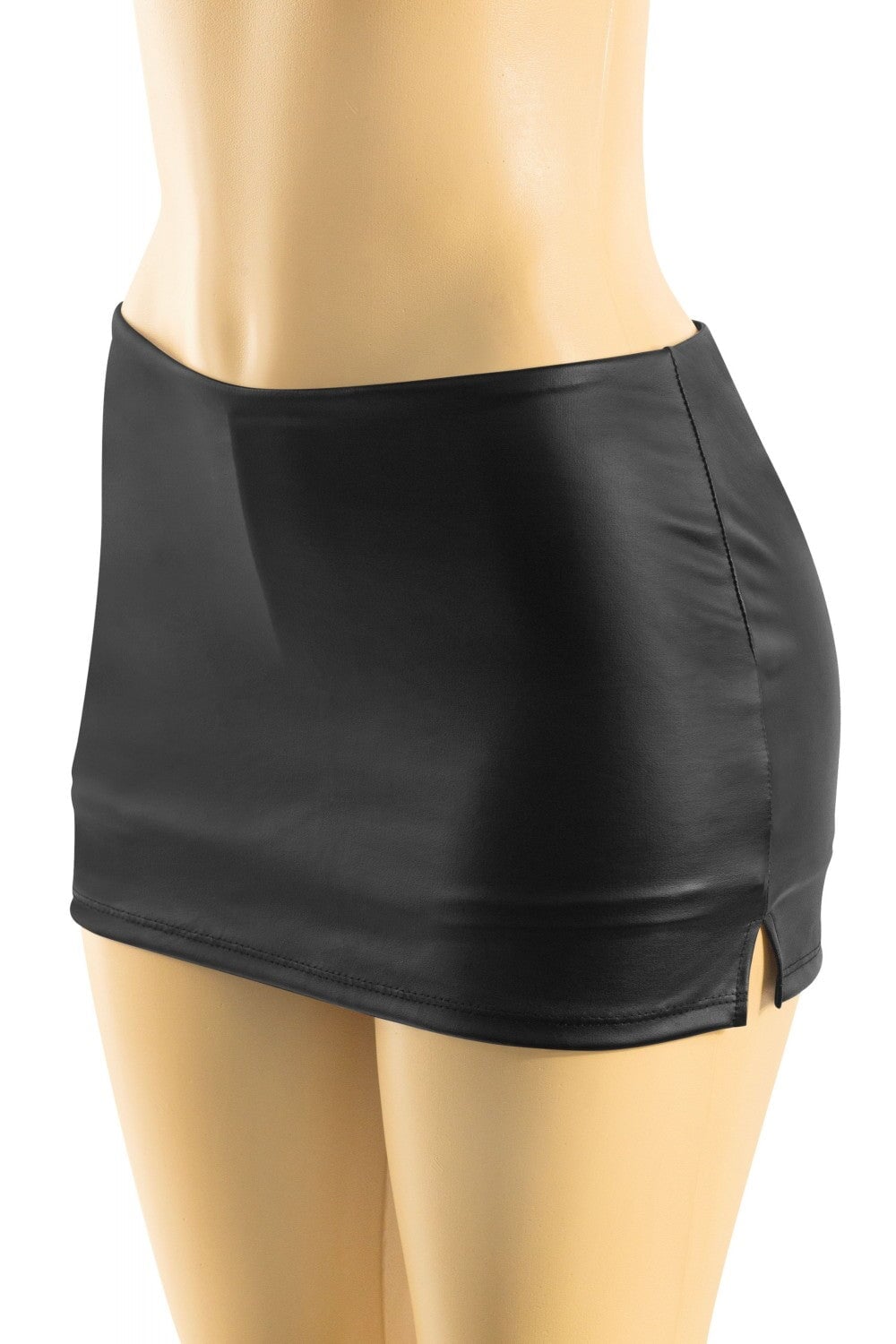 Low Waisted Faux Leather Skort Black - Style Delivers