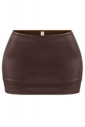 Low Waisted Faux Leather Skort Brown - Style Delivers