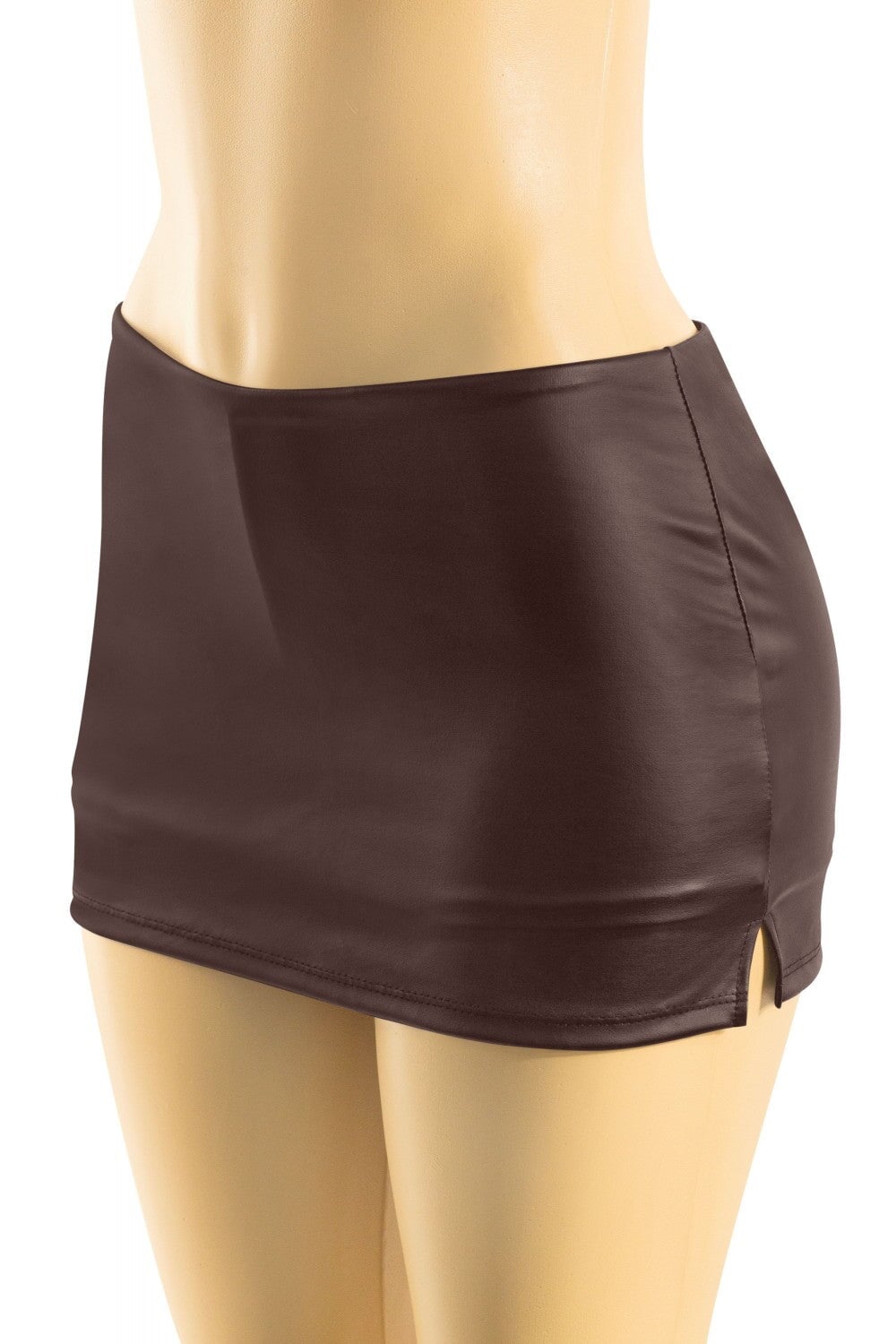 Low Waisted Faux Leather Skort Brown - Style Delivers