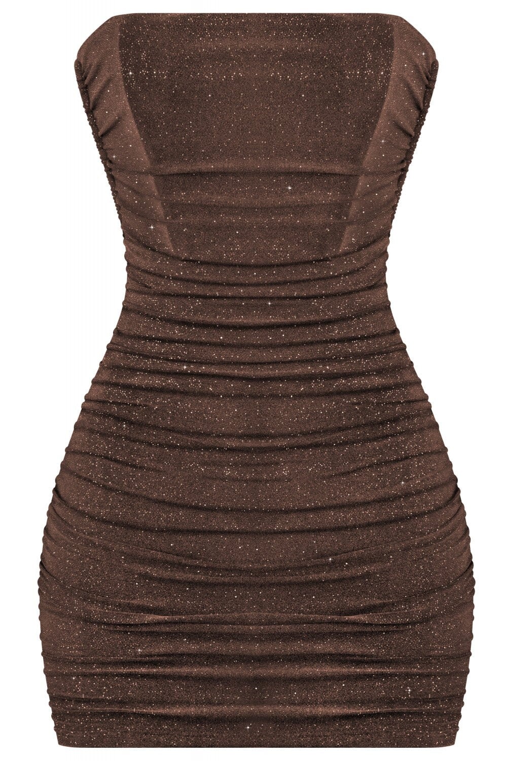 Standing Out Strapless Glitter Mini Dress Brown - Style Delivers