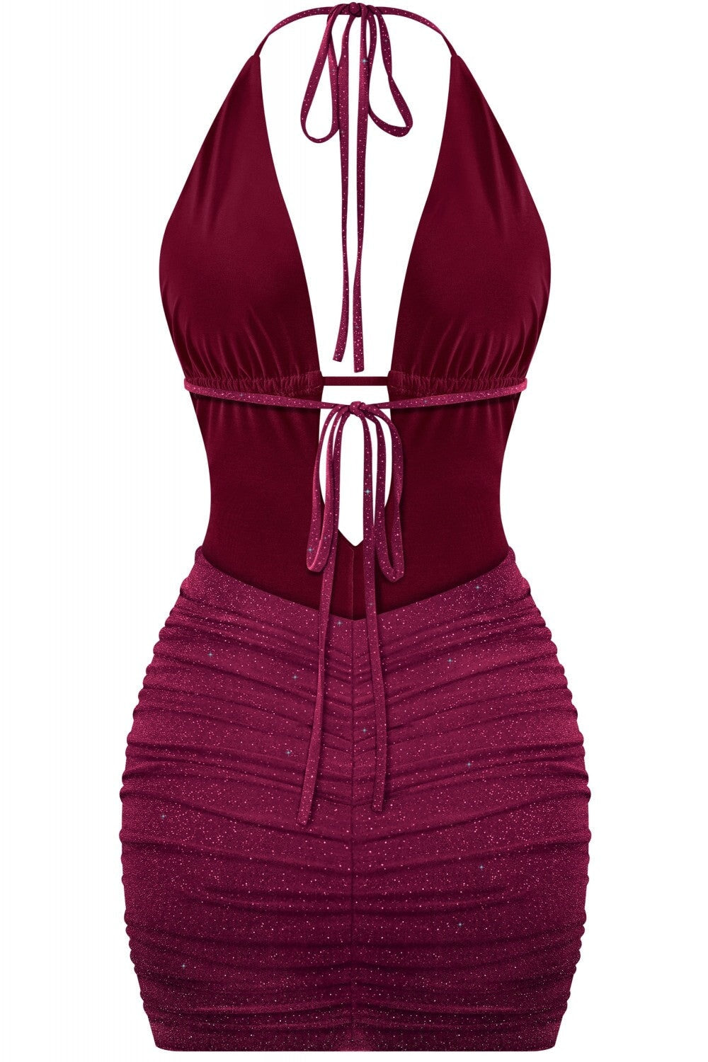 100 Shots Glitter Mini Dress Burgundy - Style Delivers