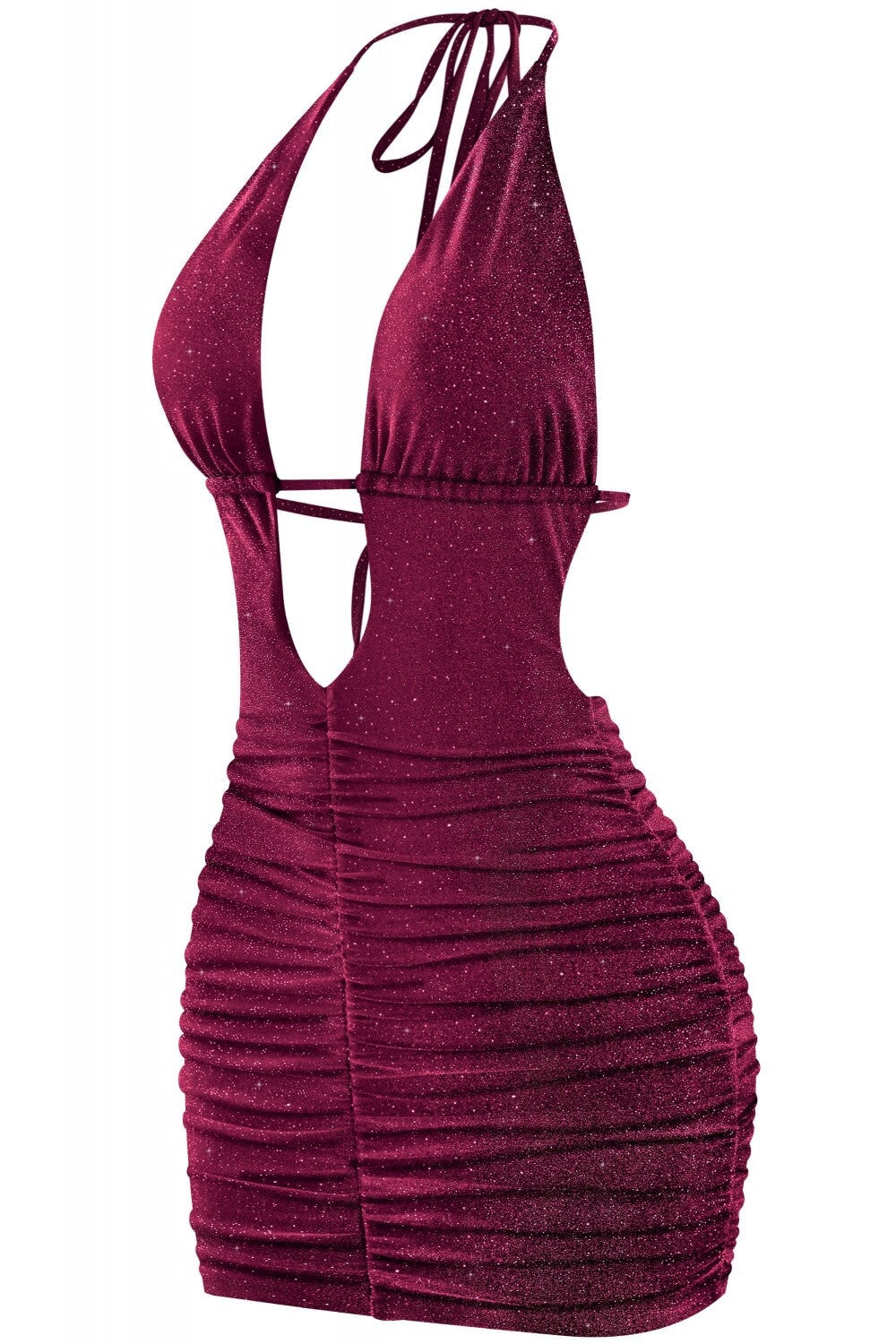 100 Shots Glitter Mini Dress Burgundy - Style Delivers