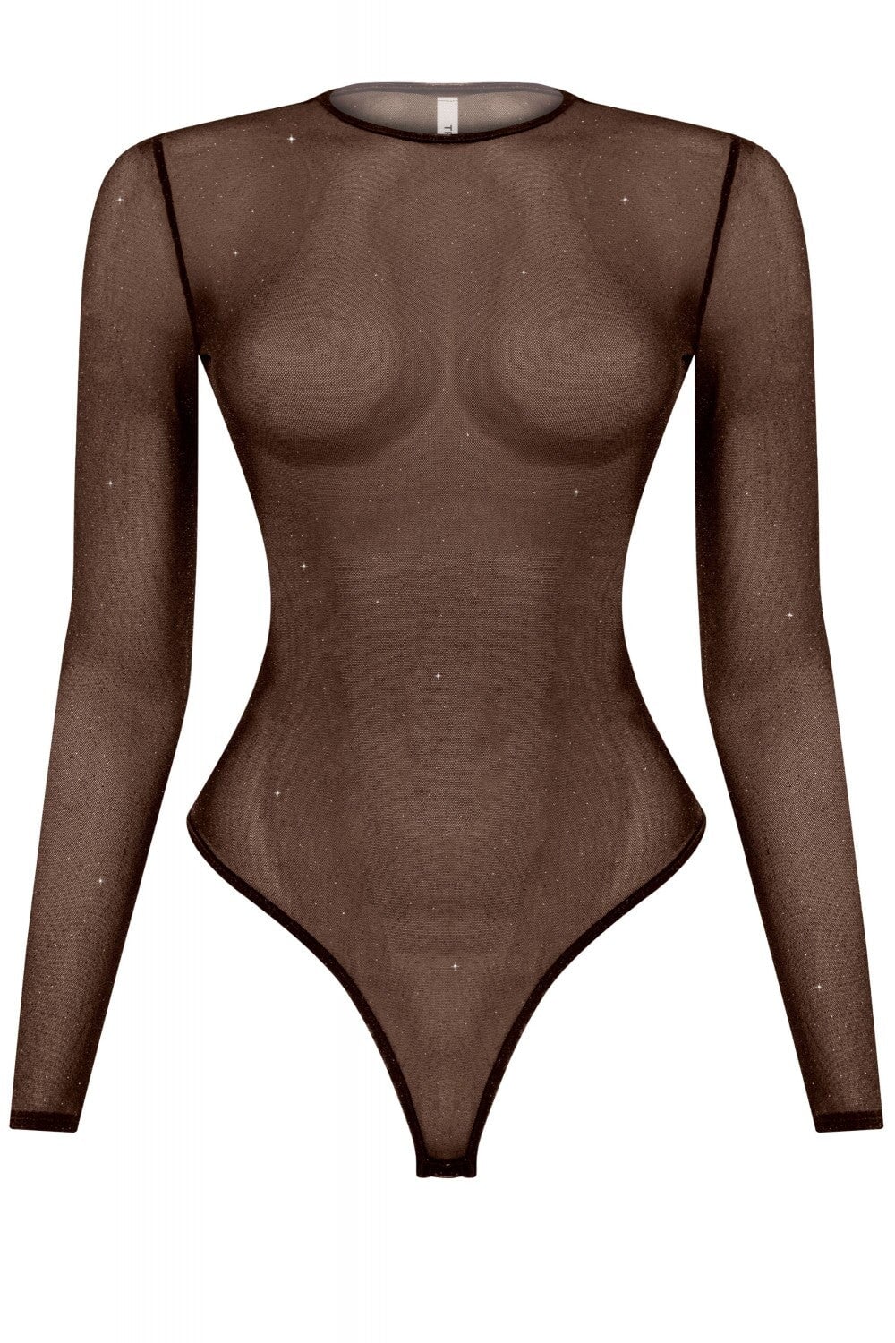 Still Got It Sheer Glitter Bodysuit Brown - Style Delivers