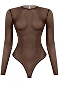 Still Got It Sheer Glitter Bodysuit Brown - Style Delivers