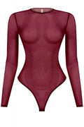 Still Got It Sheer Glitter Bodysuit Burgundy - Style Delivers