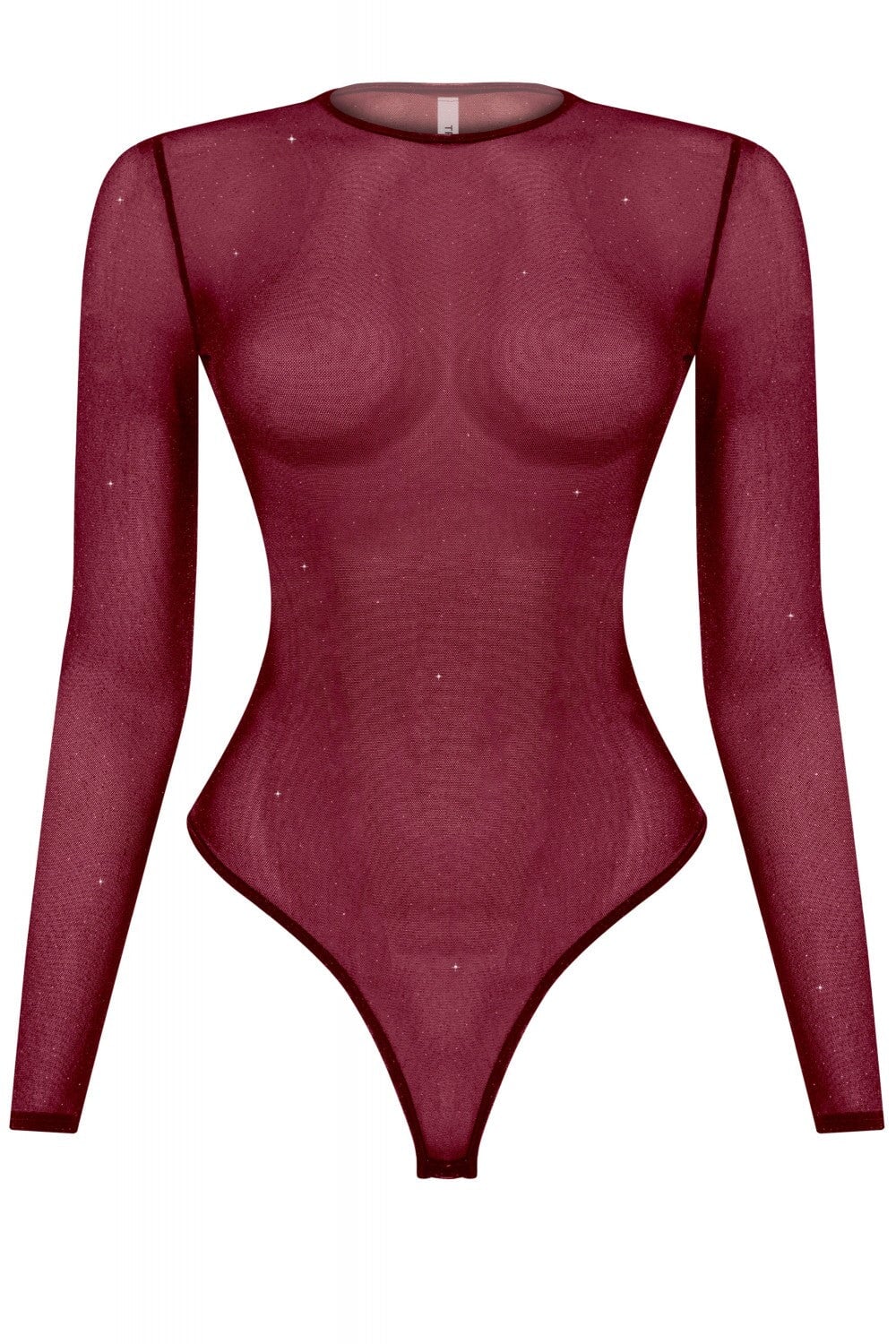 Still Got It Sheer Glitter Bodysuit Burgundy - Style Delivers