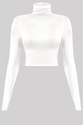 Lady Cropped Turtle Neck Top Off White - Style Delivers