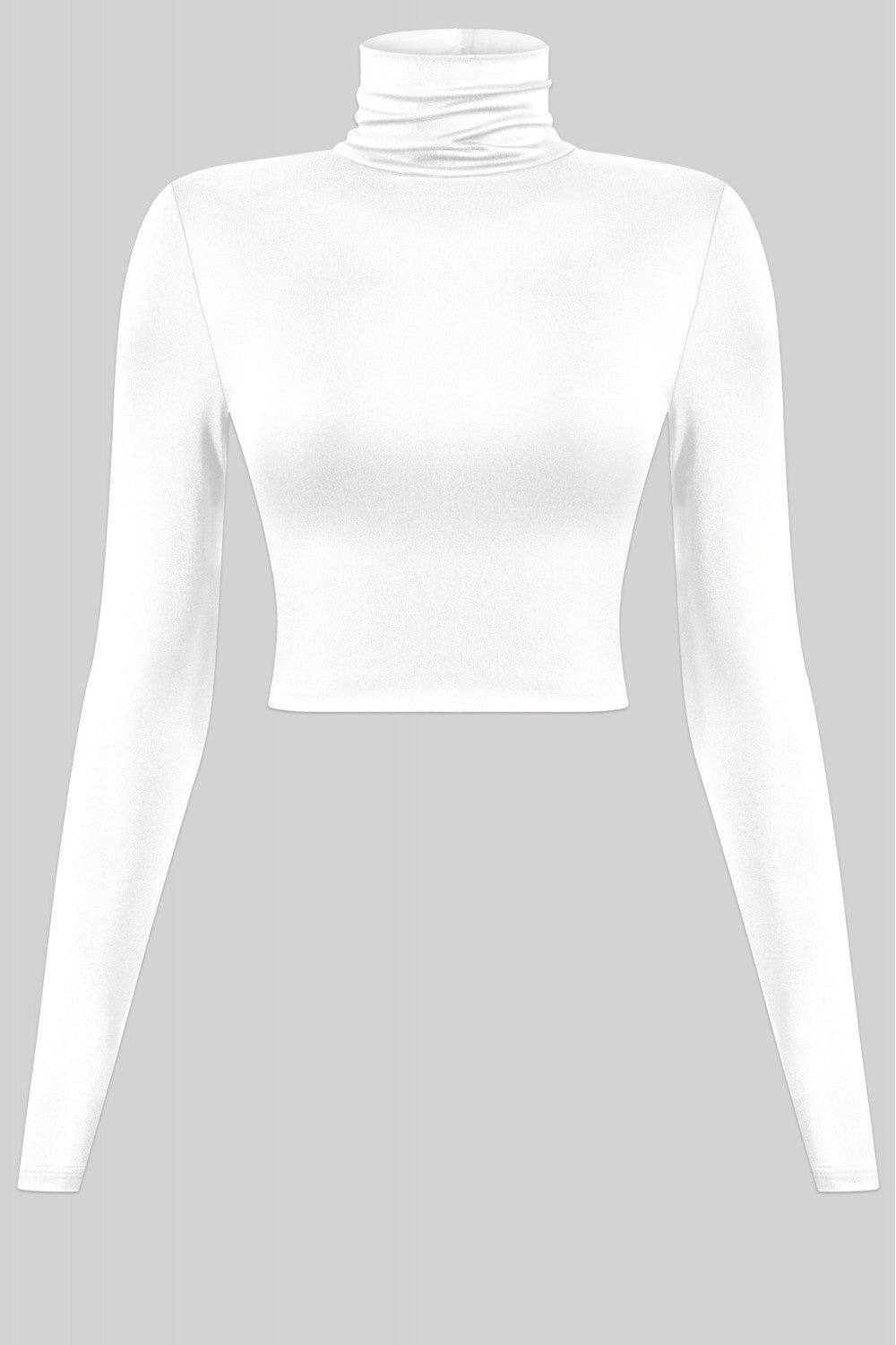 Lady Cropped Turtle Neck Top Off White - Style Delivers