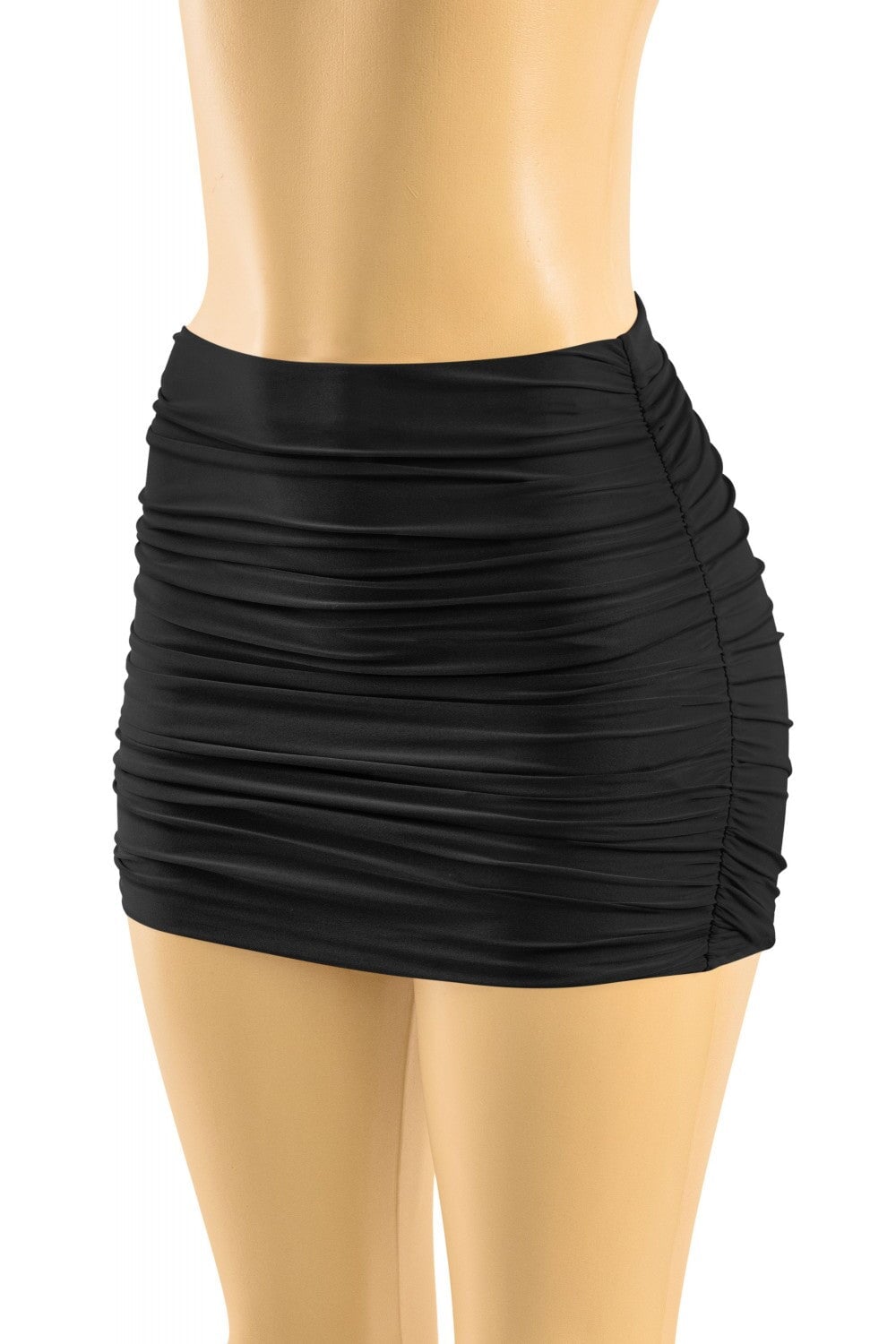 Ruched High Waist Mini Skirt Black ** - Style Delivers
